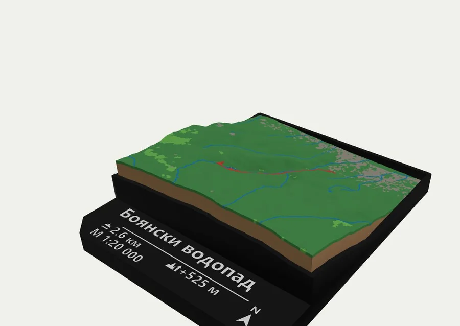 3D модел — Боянски водопад